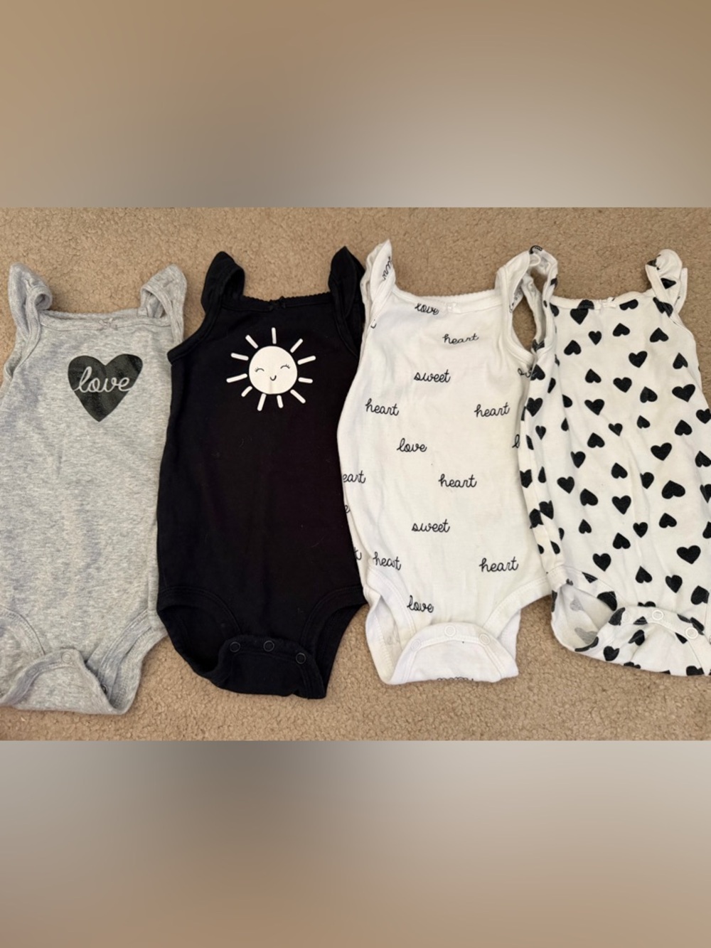 Carter's Black, White & Grey Baby Onesie Set